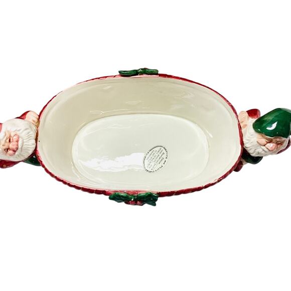 FITZ & FLOYD Cranberry Bowl - Old World Elf - Picture 3 of 6